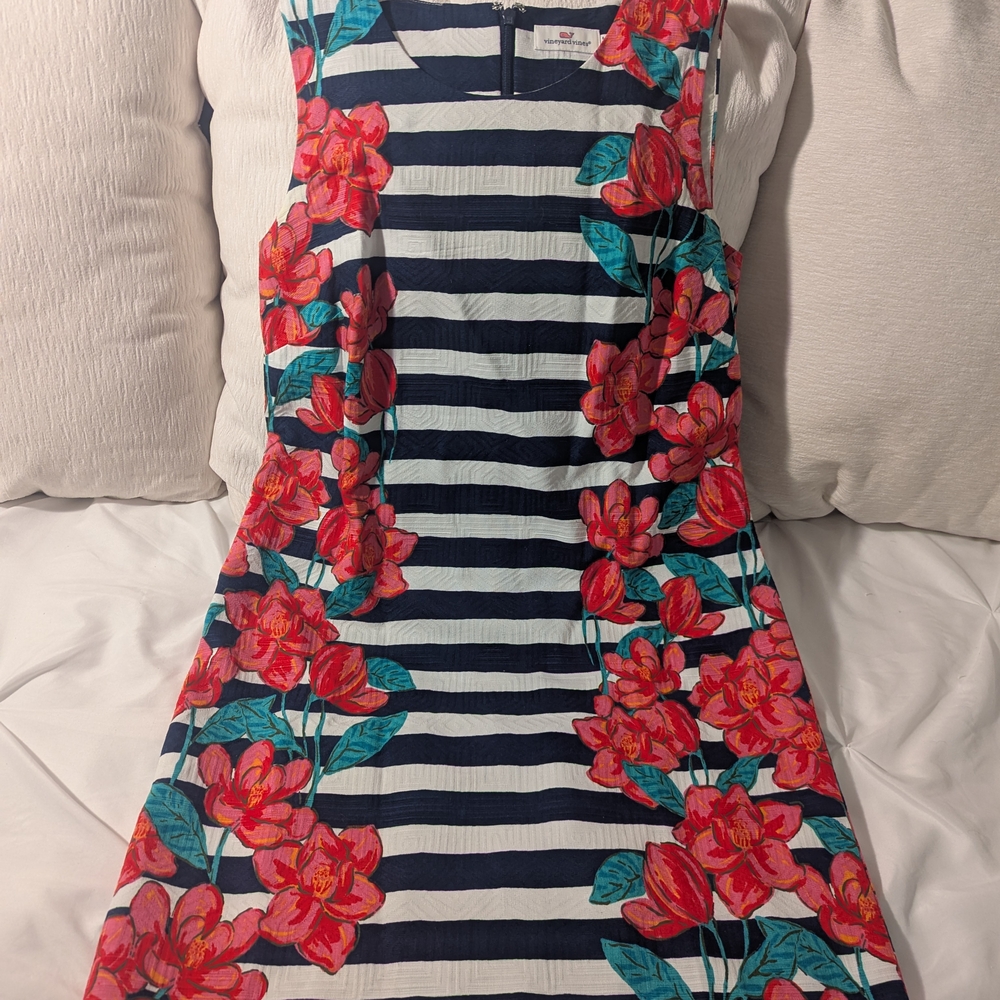 Floral Striped Sleeveless Dress